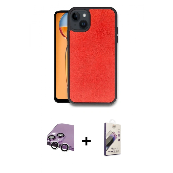 MARSİLYAN™- iPhone 14 Kılıf Kıvılcım Işık Serisi - Siyah Bilvis 3D Mat Cam Ekran Koruyucu + Raze Metal Kamera Lens - GS