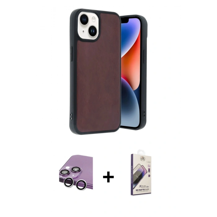 MARSİLYAN™- iPhone 14 Kılıf Kıvılcım Işık Serisi - Siyah Bilvis 3D Mat Cam Ekran Koruyucu + Raze Metal Kamera Lens - GS