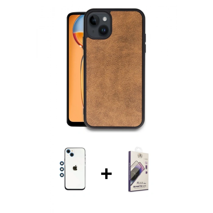 MARSİLYAN™- iPhone 14 Kılıf Kıvılcım Işık Serisi - Siyah Bilvis 3D Mat Cam Ekran Koruyucu + Shine Kamera Lens - MI