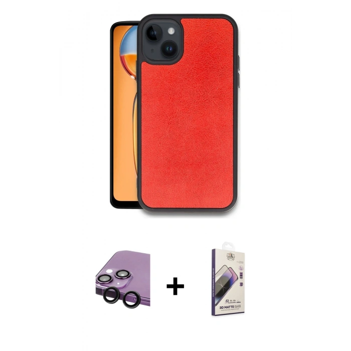 MARSİLYAN™- iPhone 14 Kılıf Kıvılcım Işık Serisi - Siyah Bilvis 3D Mat Cam Ekran Koruyucu + Raze Metal Kamera Lens - SH
