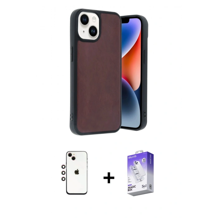 MARSİLYAN™- iPhone 14 Kılıf Kıvılcım Işık Serisi - Siyah Bilvis 5in1 3D Magic Cam Ekran Koruyucu + Shine Kamera Lens - GI