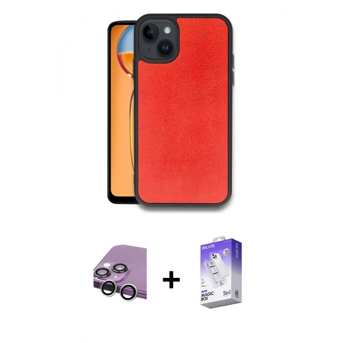 MARSİLYAN™- iPhone 14 Kılıf Kıvılcım Işık Serisi - Siyah Bilvis 5in1 3D Magic Cam Ekran Koruyucu + Raze Metal Kamera Lens - GS