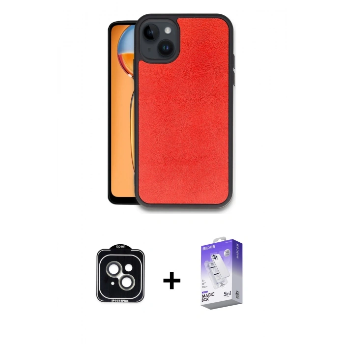 MARSİLYAN™- iPhone 14 Kılıf Kıvılcım Işık Serisi - Siyah Bilvis 5in1 3D Magic Cam Ekran Koruyucu + PVD Metal Kamera Lens - YL