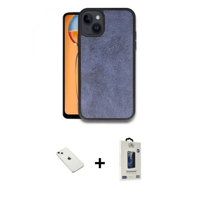 MARSİLYAN™- iPhone 14 Kılıf Kıvılcım Işık Serisi - Siyah Bilvis Hayalet Cam Ekran Koruyucu + Diamond Kamera Lens - SABE