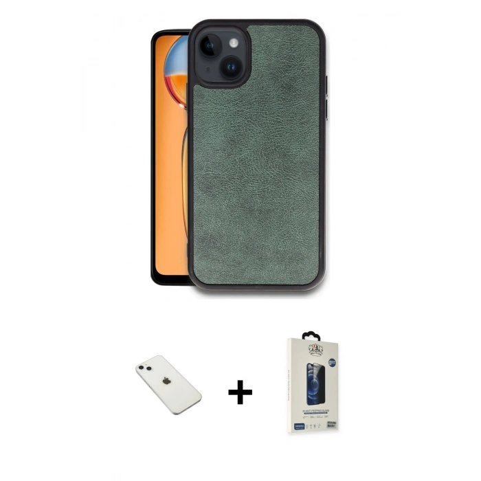 MARSİLYAN™- iPhone 14 Kılıf Kıvılcım Işık Serisi - Siyah Bilvis Hayalet Cam Ekran Koruyucu + Diamond Kamera Lens - SABE