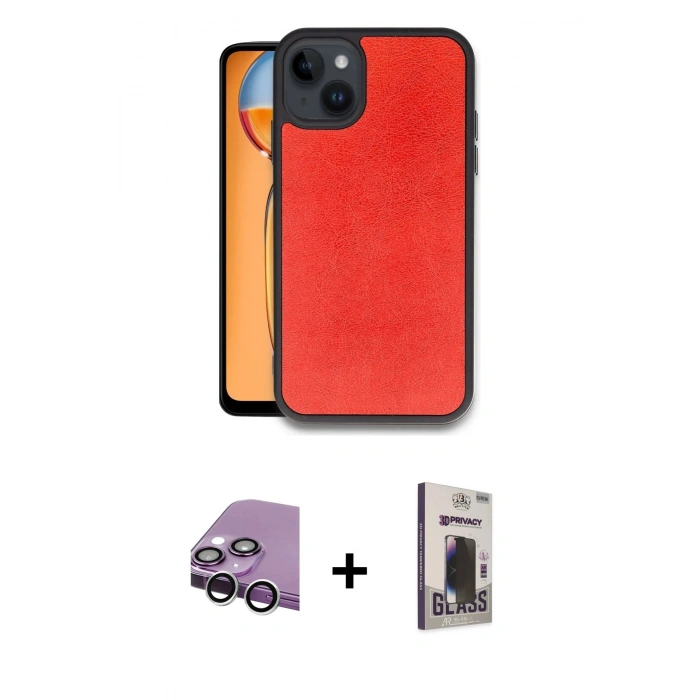 MARSİLYAN™- iPhone 14 Kılıf Kıvılcım Işık Serisi - Siyah Bilvis Hayalet Cam Ekran Koruyucu + Raze Metal Kamera Lens - GS