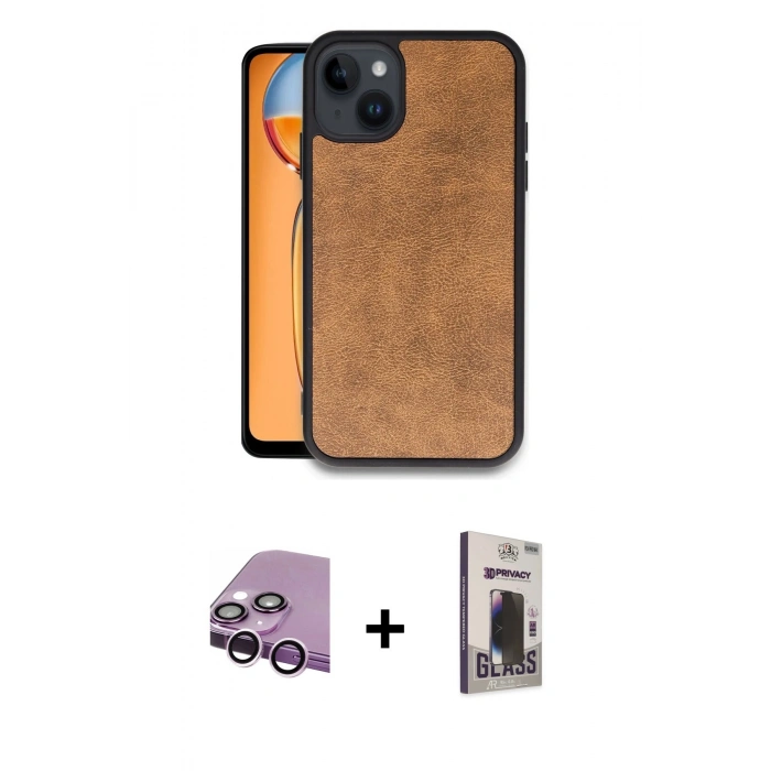 MARSİLYAN™- iPhone 14 Kılıf Kıvılcım Işık Serisi - Siyah Bilvis Hayalet Cam Ekran Koruyucu + Raze Metal Kamera Lens - MR