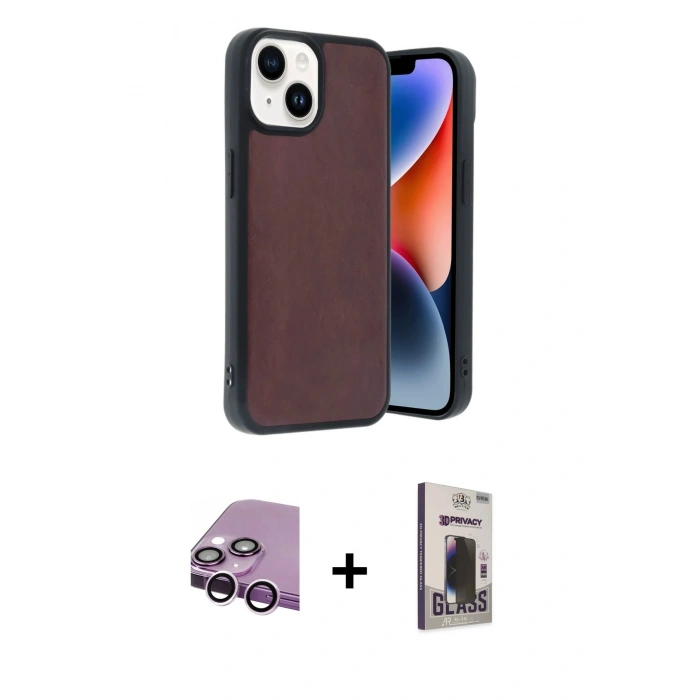 MARSİLYAN™- iPhone 14 Kılıf Kıvılcım Işık Serisi - Siyah Bilvis Hayalet Cam Ekran Koruyucu + Raze Metal Kamera Lens - MR