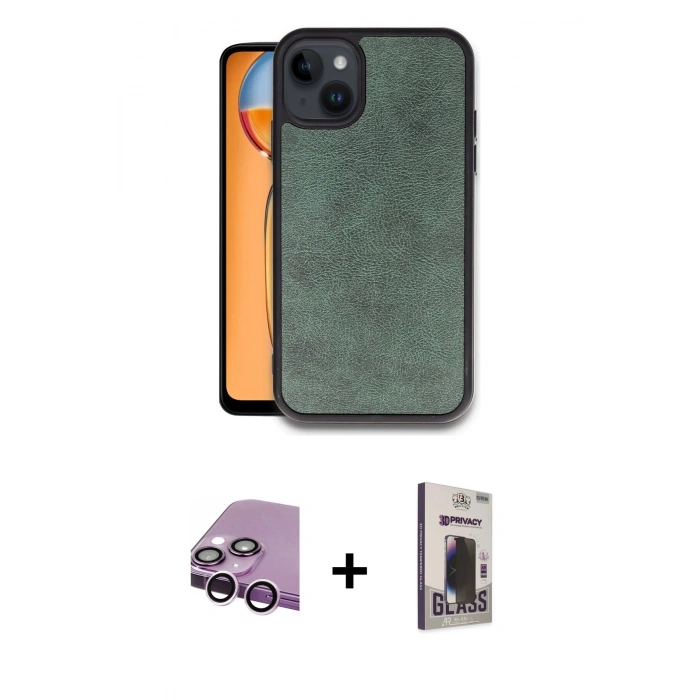 MARSİLYAN™- iPhone 14 Kılıf Kıvılcım Işık Serisi - Siyah Bilvis Hayalet Cam Ekran Koruyucu + Raze Metal Kamera Lens - MR