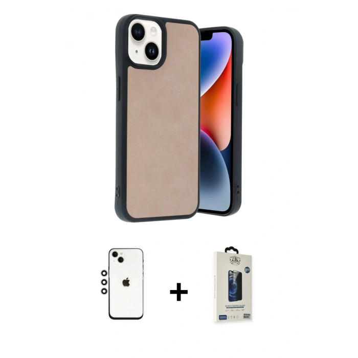 MARSİLYAN™- iPhone 14 Kılıf Kıvılcım Işık Serisi - Siyah Bilvis Hayalet Cam Ekran Koruyucu + Shine Kamera Lens - GS