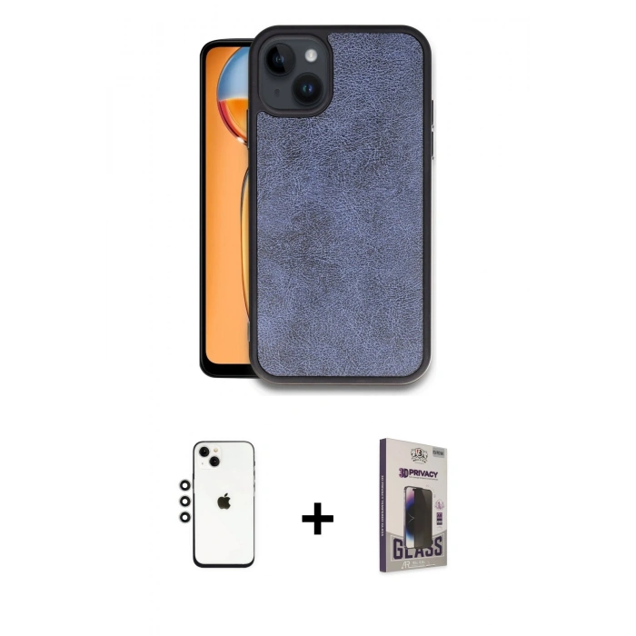 MARSİLYAN™- iPhone 14 Kılıf Kıvılcım Işık Serisi - Siyah Bilvis Hayalet Cam Ekran Koruyucu + Shine Kamera Lens - GS
