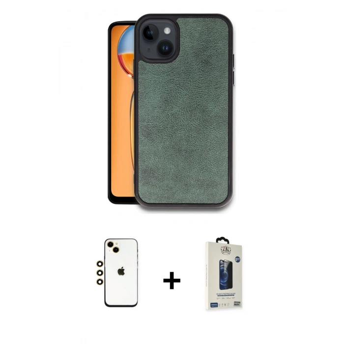 MARSİLYAN™- iPhone 14 Kılıf Kıvılcım Işık Serisi - Siyah Bilvis Hayalet Cam Ekran Koruyucu + Shine Kamera Lens - GD