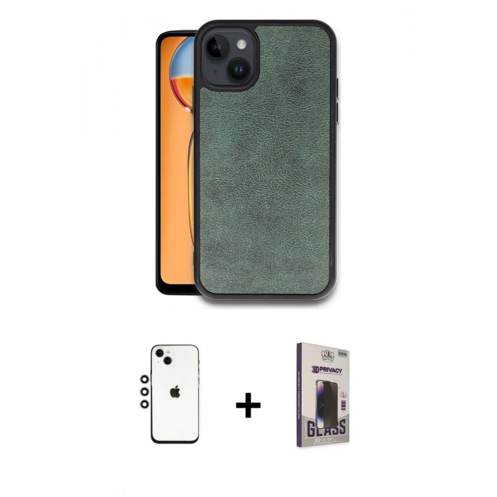 MARSİLYAN™- iPhone 14 Kılıf Kıvılcım Işık Serisi - Siyah Bilvis Hayalet Cam Ekran Koruyucu + Shine Kamera Lens - GS