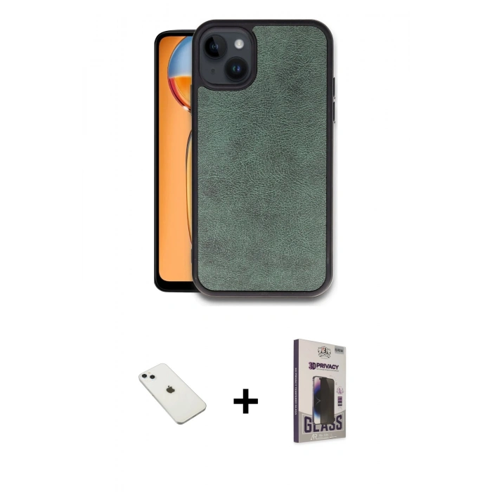 MARSİLYAN™- iPhone 14 Kılıf Kıvılcım Işık Serisi - Siyah Bilvis Hayalet Cam Ekran Koruyucu + Diamond Kamera Lens - SABE