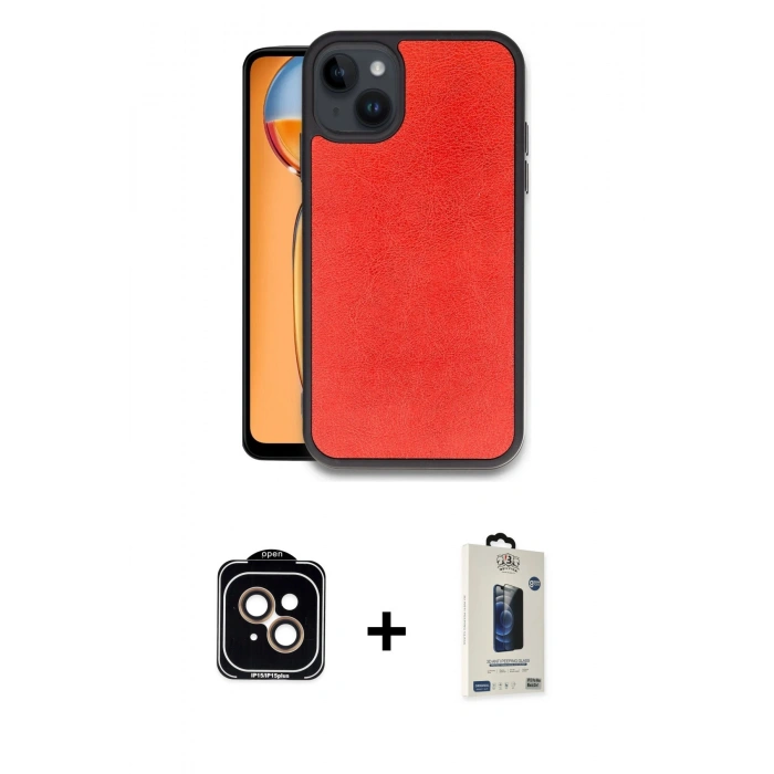 MARSİLYAN™- iPhone 14 Kılıf Kıvılcım Işık Serisi - Siyah Bilvis Hayalet Cam Ekran Koruyucu + PVD Metal Kamera Lens - TU