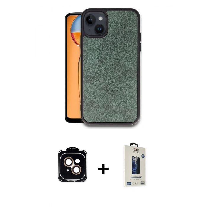 MARSİLYAN™- iPhone 14 Kılıf Kıvılcım Işık Serisi - Siyah Bilvis Hayalet Cam Ekran Koruyucu + PVD Metal Kamera Lens - TU