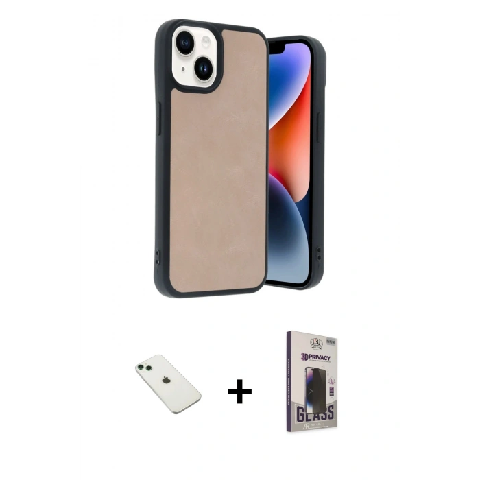 MARSİLYAN™- iPhone 14 Kılıf Kıvılcım Işık Serisi - Siyah Bilvis Hayalet Cam Ekran Koruyucu + Diamond Kamera Lens - YL