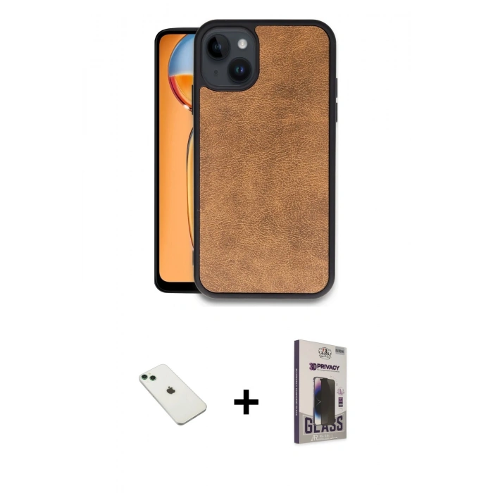 MARSİLYAN™- iPhone 14 Kılıf Kıvılcım Işık Serisi - Siyah Bilvis Hayalet Cam Ekran Koruyucu + Diamond Kamera Lens - YL