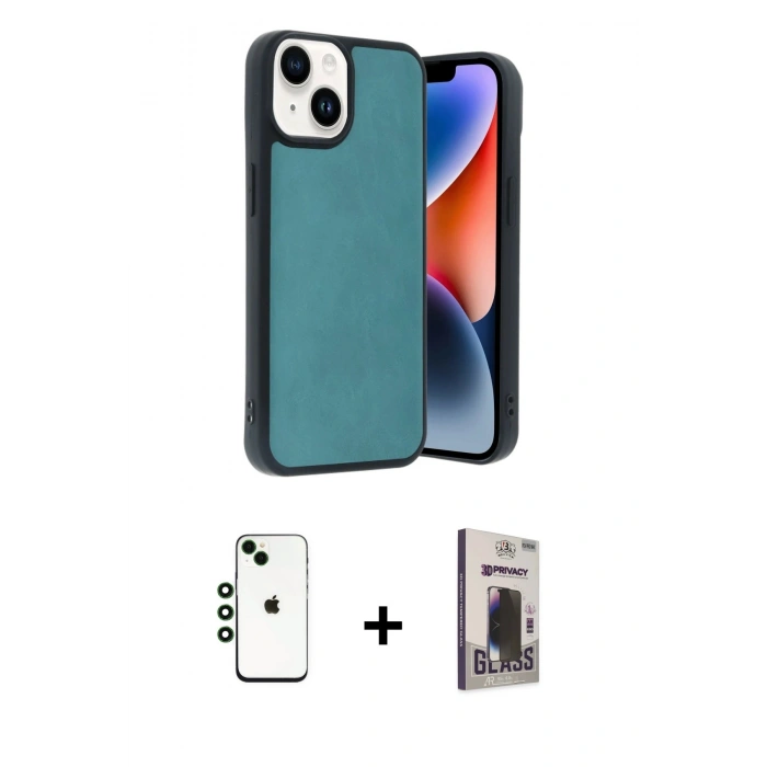 MARSİLYAN™- iPhone 14 Kılıf Kıvılcım Işık Serisi - Siyah Bilvis Hayalet Cam Ekran Koruyucu + Shine Kamera Lens - YL