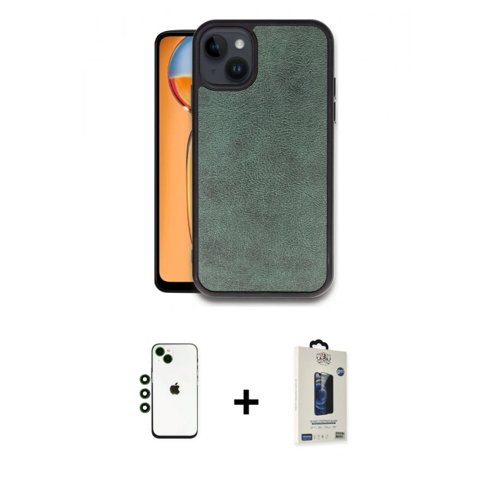 MARSİLYAN™- iPhone 14 Kılıf Kıvılcım Işık Serisi - Siyah Bilvis Hayalet Cam Ekran Koruyucu + Shine Kamera Lens - YL
