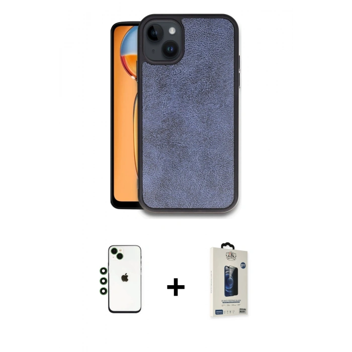 MARSİLYAN™- iPhone 14 Kılıf Kıvılcım Işık Serisi - Siyah Bilvis Hayalet Cam Ekran Koruyucu + Shine Kamera Lens - YL