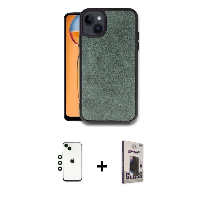 MARSİLYAN™- iPhone 14 Kılıf Kıvılcım Işık Serisi - Siyah Bilvis Hayalet Cam Ekran Koruyucu + Shine Kamera Lens - YL