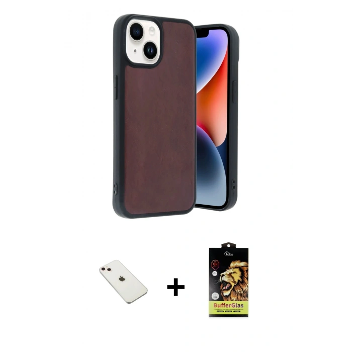 MARSİLYAN™- iPhone 14 Kılıf Kıvılcım Işık Serisi - Siyah Buffer Cam Ekran Koruyucu + Diamond Kamera Lens - PE
