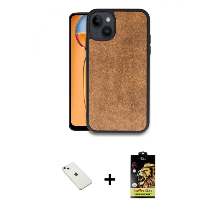 MARSİLYAN™- iPhone 14 Kılıf Kıvılcım Işık Serisi - Siyah Buffer Cam Ekran Koruyucu + Diamond Kamera Lens - SABE