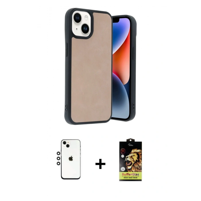 MARSİLYAN™- iPhone 14 Kılıf Kıvılcım Işık Serisi - Siyah Buffer Cam Ekran Koruyucu + Shine Kamera Lens - GS