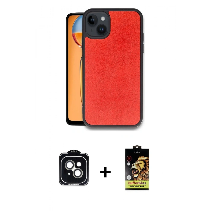 MARSİLYAN™- iPhone 14 Kılıf Kıvılcım Işık Serisi - Siyah Buffer Cam Ekran Koruyucu + PVD Metal Kamera Lens - YL