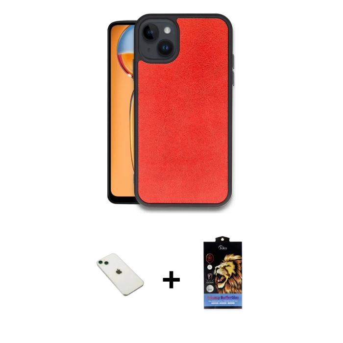 MARSİLYAN™- iPhone 14 Kılıf Kıvılcım Işık Serisi - Siyah Buffer Hayalet Cam Ekran Koruyucu + Diamond Kamera Lens - YL