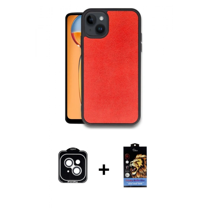 MARSİLYAN™- iPhone 14 Kılıf Kıvılcım Işık Serisi - Siyah Buffer Hayalet Cam Ekran Koruyucu + PVD Metal Kamera Lens - GS