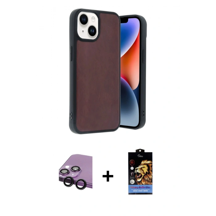 MARSİLYAN™- iPhone 14 Kılıf Kıvılcım Işık Serisi - Siyah Buffer Hayalet Cam Ekran Koruyucu + Raze Metal Kamera Lens - SH
