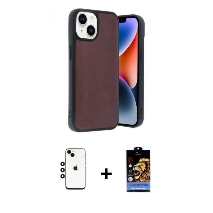MARSİLYAN™- iPhone 14 Kılıf Kıvılcım Işık Serisi - Siyah Buffer Hayalet Cam Ekran Koruyucu + Shine Kamera Lens - YL