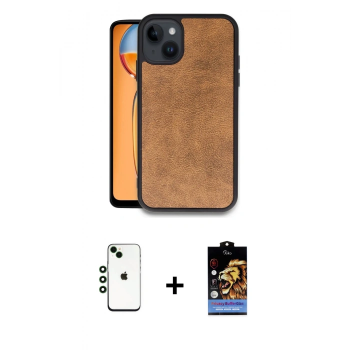 MARSİLYAN™- iPhone 14 Kılıf Kıvılcım Işık Serisi - Siyah Buffer Hayalet Cam Ekran Koruyucu + Shine Kamera Lens - YL