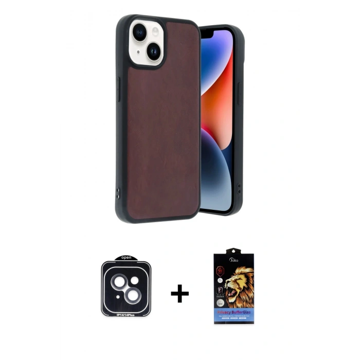 MARSİLYAN™- iPhone 14 Kılıf Kıvılcım Işık Serisi - Siyah Buffer Hayalet Cam Ekran Koruyucu + Siyah PVD Metal Kamera Lens