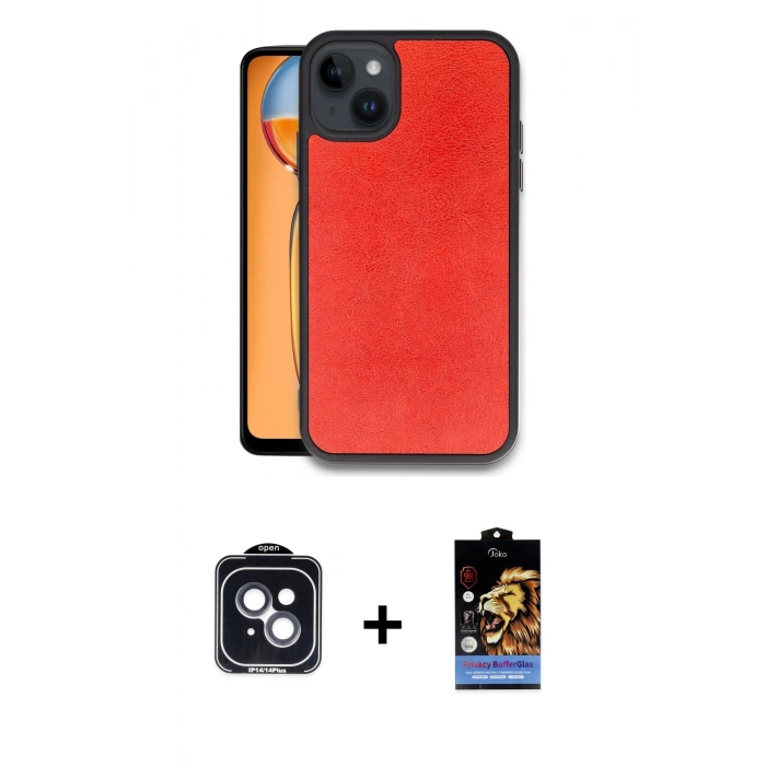 MARSİLYAN™- iPhone 14 Kılıf Kıvılcım Işık Serisi - Siyah Buffer Hayalet Cam Ekran Koruyucu + Siyah PVD Metal Kamera Lens