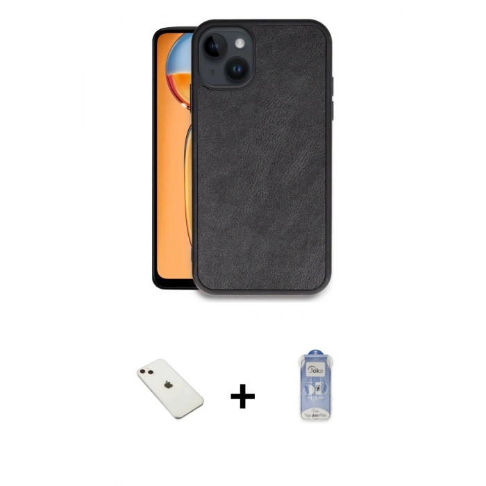 MARSİLYAN™- iPhone 14 Kılıf Kıvılcım Işık Serisi - Siyah Joko Magic 5D Cam + Diamond Kamera Lens - PE