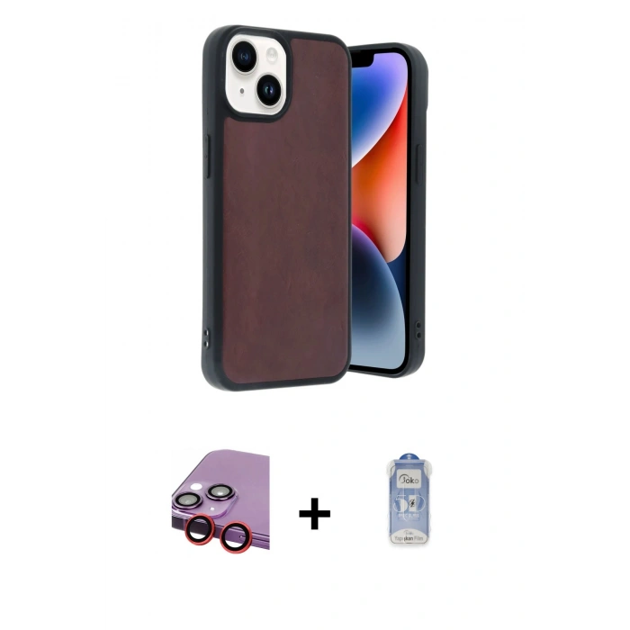 MARSİLYAN™- iPhone 14 Kılıf Kıvılcım Işık Serisi - Siyah Joko Magic 5D Cam + Raze Metal Kamera Lens - KI