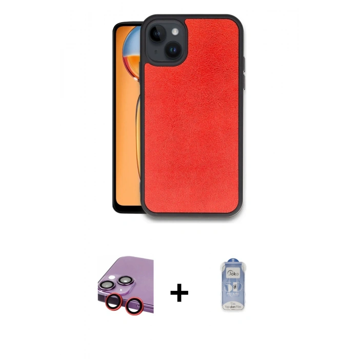 MARSİLYAN™- iPhone 14 Kılıf Kıvılcım Işık Serisi - Siyah Joko Magic 5D Cam + Raze Metal Kamera Lens - KI