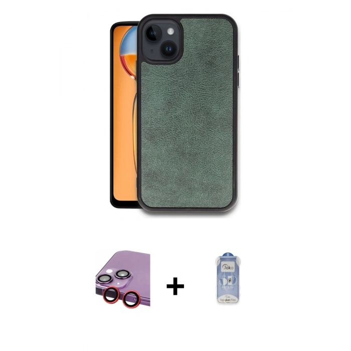MARSİLYAN™- iPhone 14 Kılıf Kıvılcım Işık Serisi - Siyah Joko Magic 5D Cam + Raze Metal Kamera Lens - KI