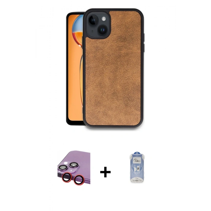 MARSİLYAN™- iPhone 14 Kılıf Kıvılcım Işık Serisi - Siyah Joko Magic 5D Cam + Raze Metal Kamera Lens - KI