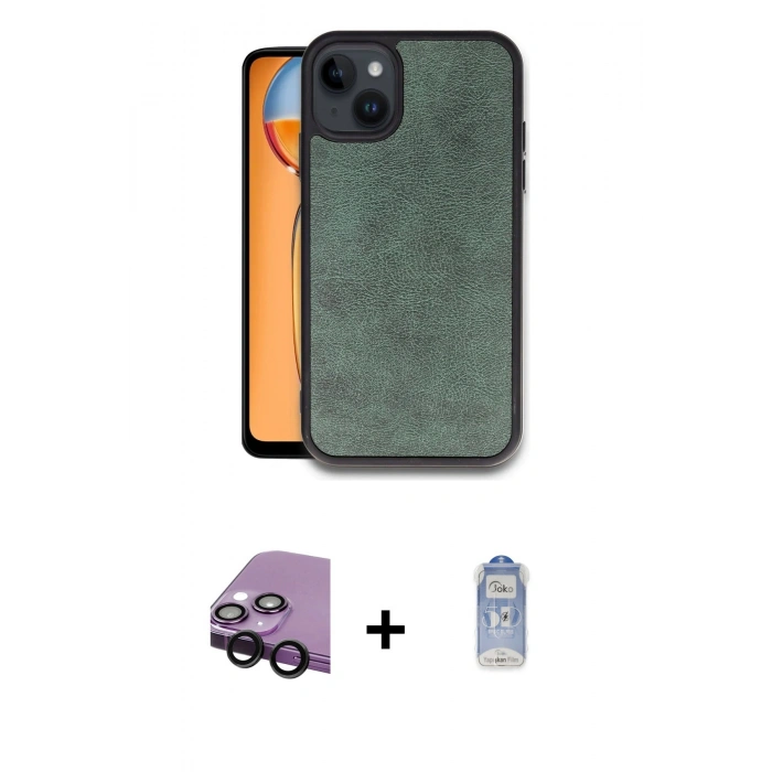 MARSİLYAN™- iPhone 14 Kılıf Kıvılcım Işık Serisi - Siyah Joko Magic 5D Cam + Raze Metal Kamera Lens - SH