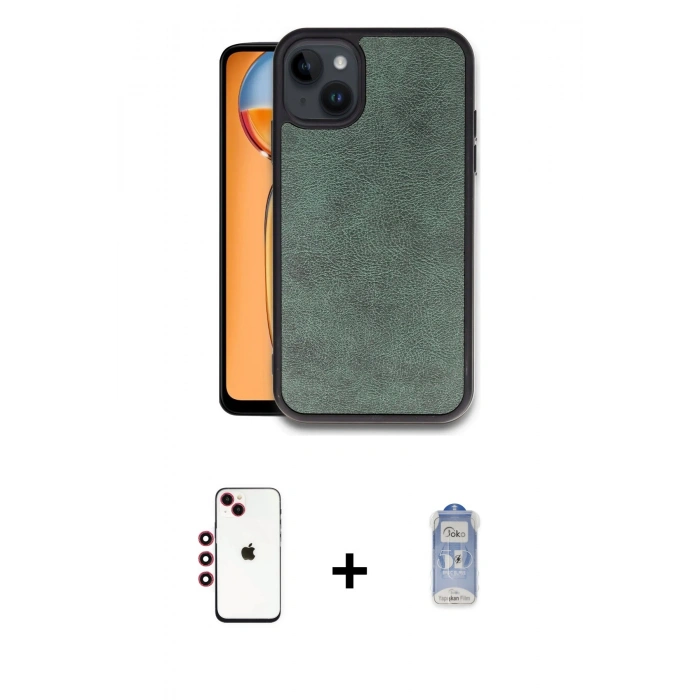 MARSİLYAN™- iPhone 14 Kılıf Kıvılcım Işık Serisi - Siyah Joko Magic 5D Cam + Shine Kamera Lens - KI