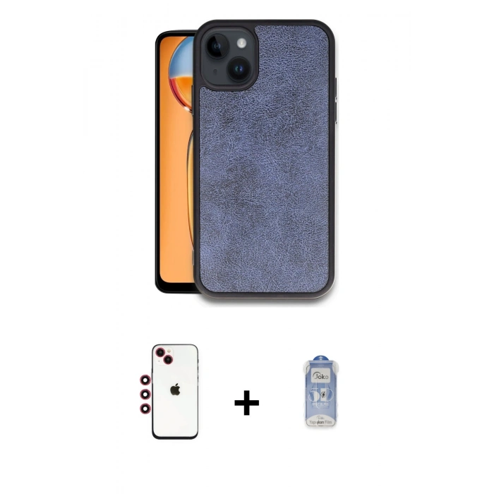MARSİLYAN™- iPhone 14 Kılıf Kıvılcım Işık Serisi - Siyah Joko Magic 5D Cam + Shine Kamera Lens - KI