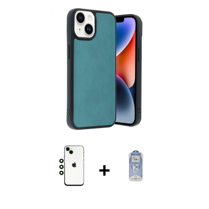 MARSİLYAN™- iPhone 14 Kılıf Kıvılcım Işık Serisi - Siyah Joko Magic 5D Cam + Shine Kamera Lens - YL