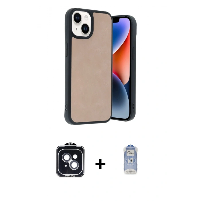 MARSİLYAN™- iPhone 14 Kılıf Kıvılcım Işık Serisi - Siyah Joko Magic 5D Cam + PVD Metal Kamera Lens - SH