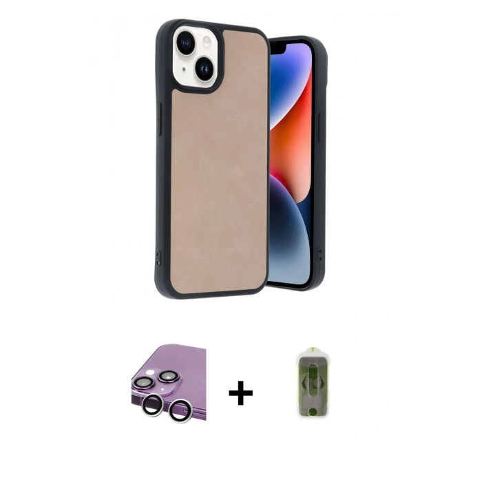 MARSİLYAN™- iPhone 14 Kılıf Kıvılcım Işık Serisi - Siyah Joko Magic 5D Hayalet Cam + Raze Metal Kamera Lens - GS