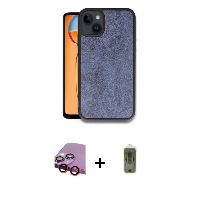 MARSİLYAN™- iPhone 14 Kılıf Kıvılcım Işık Serisi - Siyah Joko Magic 5D Hayalet Cam + Raze Metal Kamera Lens - KI