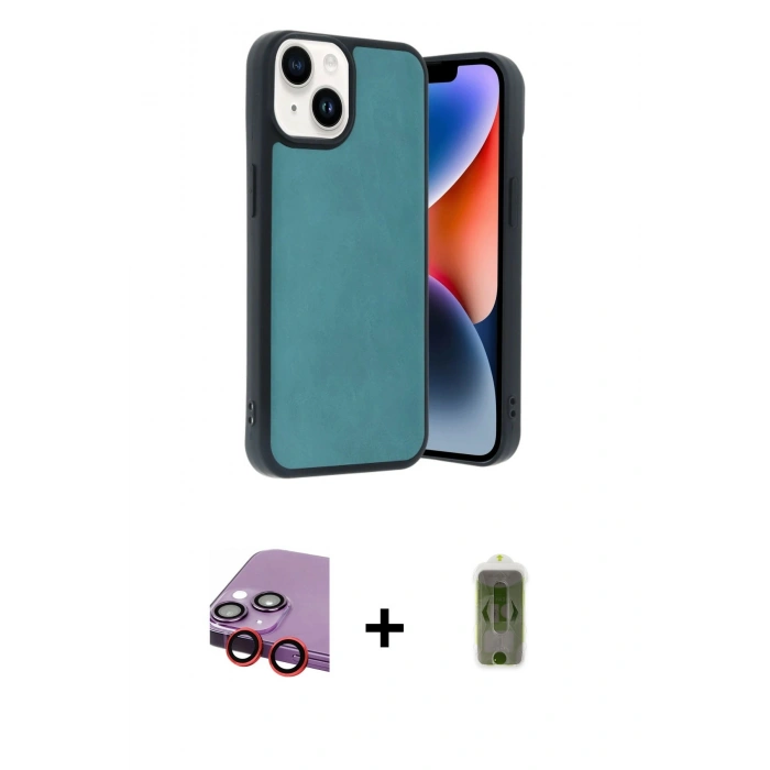 MARSİLYAN™- iPhone 14 Kılıf Kıvılcım Işık Serisi - Siyah Joko Magic 5D Hayalet Cam + Raze Metal Kamera Lens - KI